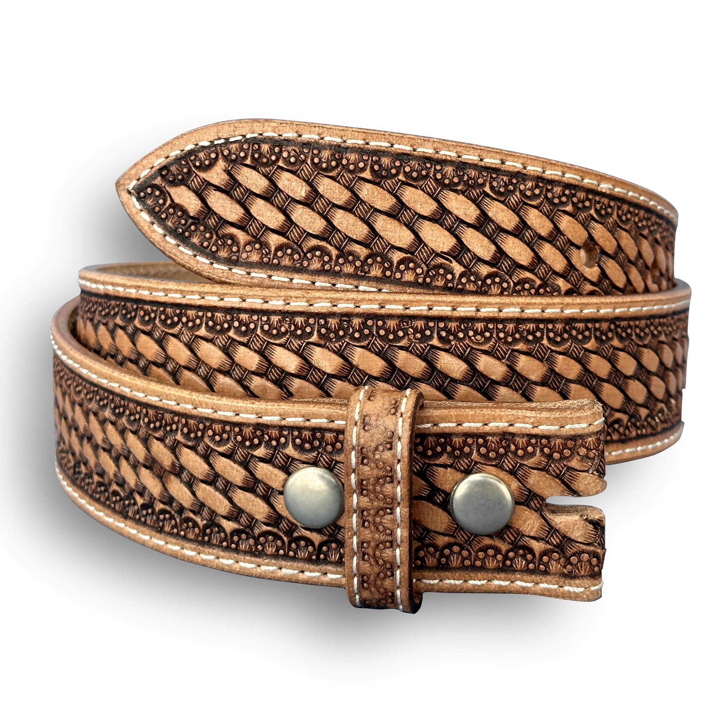 DANIEL'S ARTPLANET Western Leather Belt Strap for Men Handmade Cowboy Full Grain One Piece Leather Engraved Tooled 1.5”