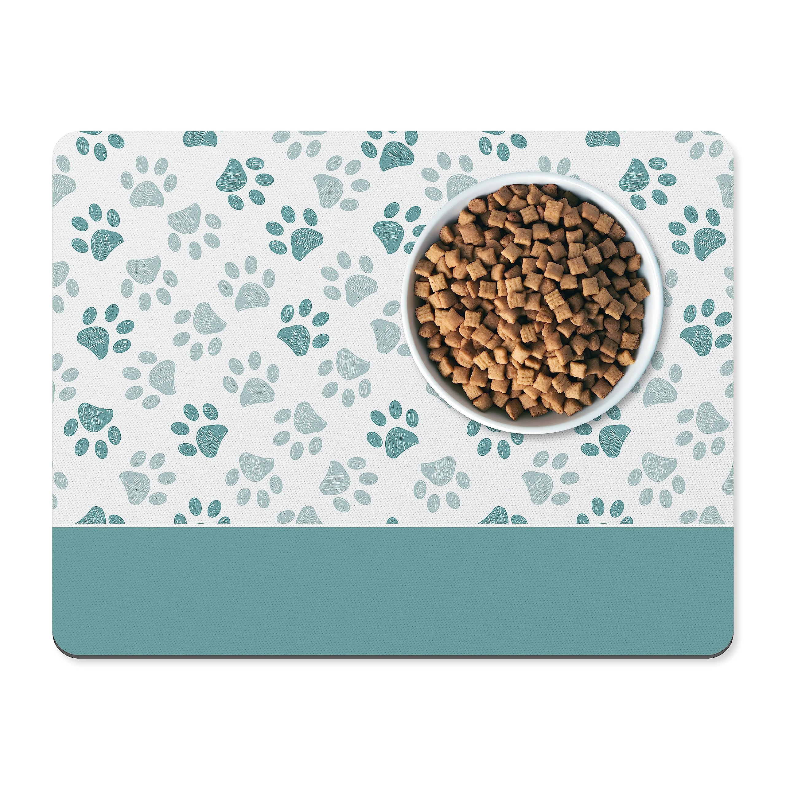 Personalised Dog Bowl Mat - Stylish Customised Pet Food Mat for Cats And Dogs (Green)
