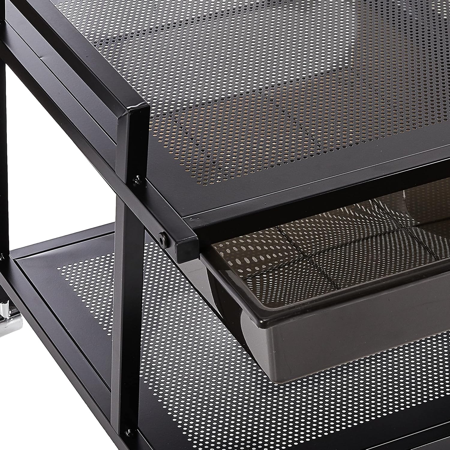 Printer Stand with Supply Drawers, Rolling Storage Cart with Drawers, Under Desk Printer Stand and Cart for Home, School, or Office Organization, Black