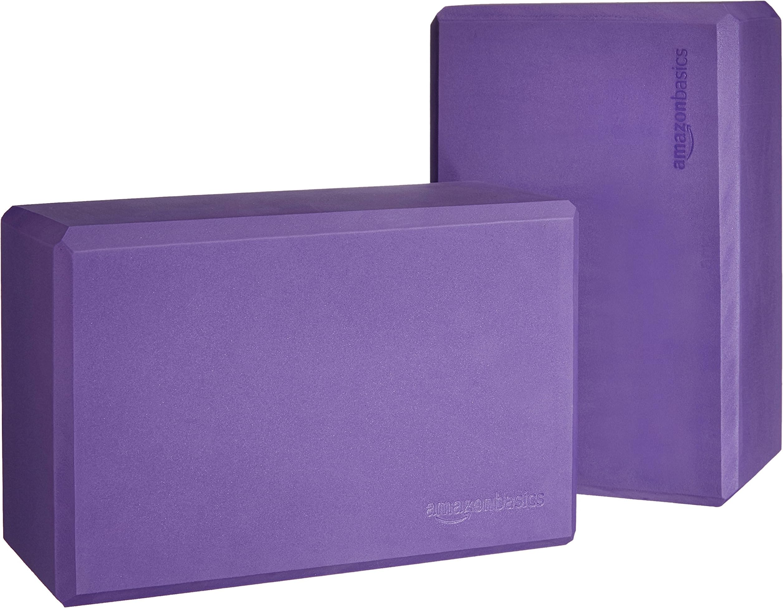 Foam Yoga Blocks - 4 x 9 x 6 Inches, Set of 2, Purple