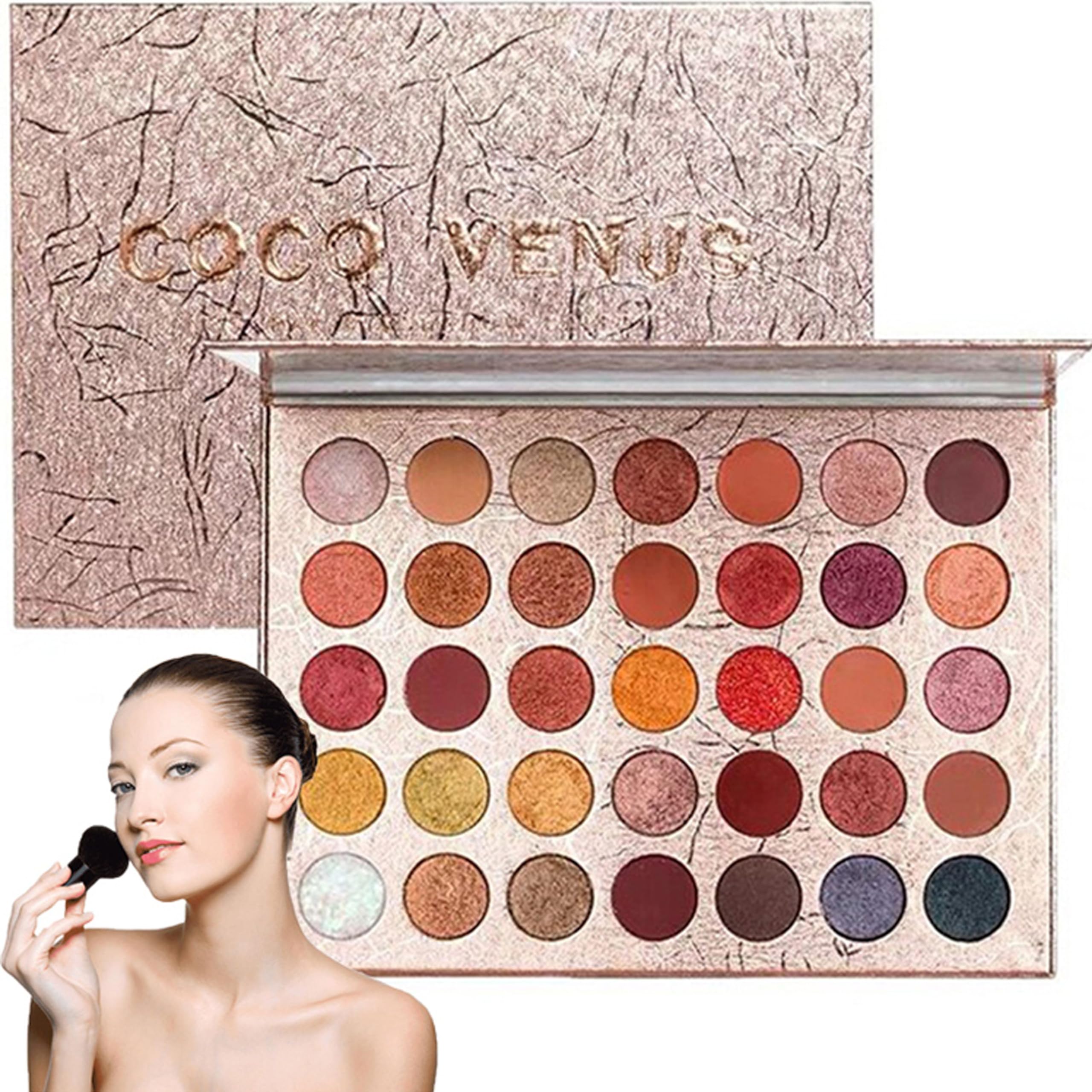 Retoo Paleta de Sombras de Ojos 35 Colores Maquillaje Profesional Polvo de Colores de Larga Duración Paleta de Maquillaje Cosméticos Brillo Mate Altamente Pigmentados