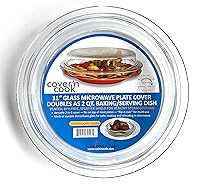 Vista 8 de Cuchina Safe Cubierta 2 en 1 'Cover 'n Cook' de Vidrio con Ventilación para Platos de Microondas y Fuente para Hornear; Fácil de Agarrar