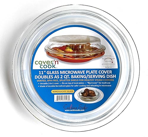 Miniatura 8 de Cuchina Safe Cubierta 2 en 1 para placa de microondas de vidrio ventilado Cover 'n Cook y fuente para hornear fácil de agarrar para hornear y servir