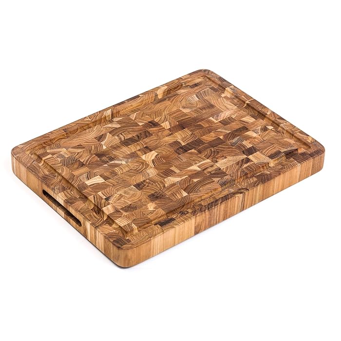 Buy TeakHaus by End Grain Cutting/Serving Board w/Hand Grip + Juice