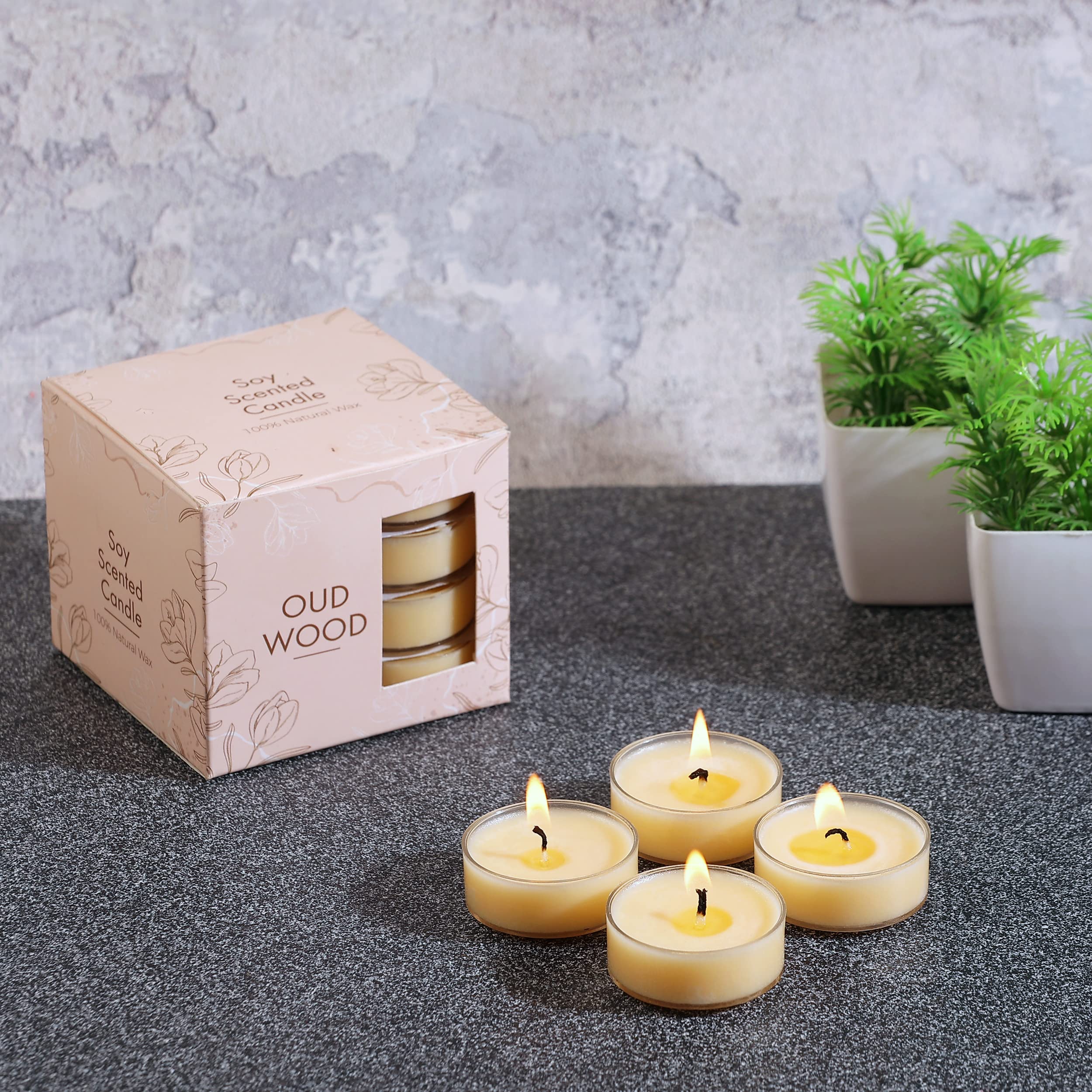 Parkash Candles Scented Soy Wax Tealights Set of 16 (Oud Wood)