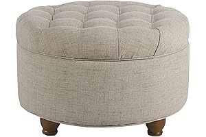 Ottoman with Farmhouse Charm: Home Decor Button Tufted Round Storage