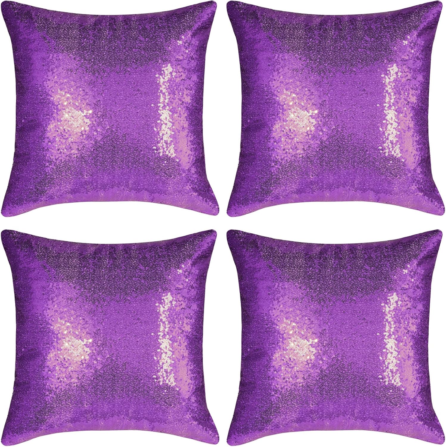 Miayon Purple Sequin Pillow Covers Square Glitter Pillow