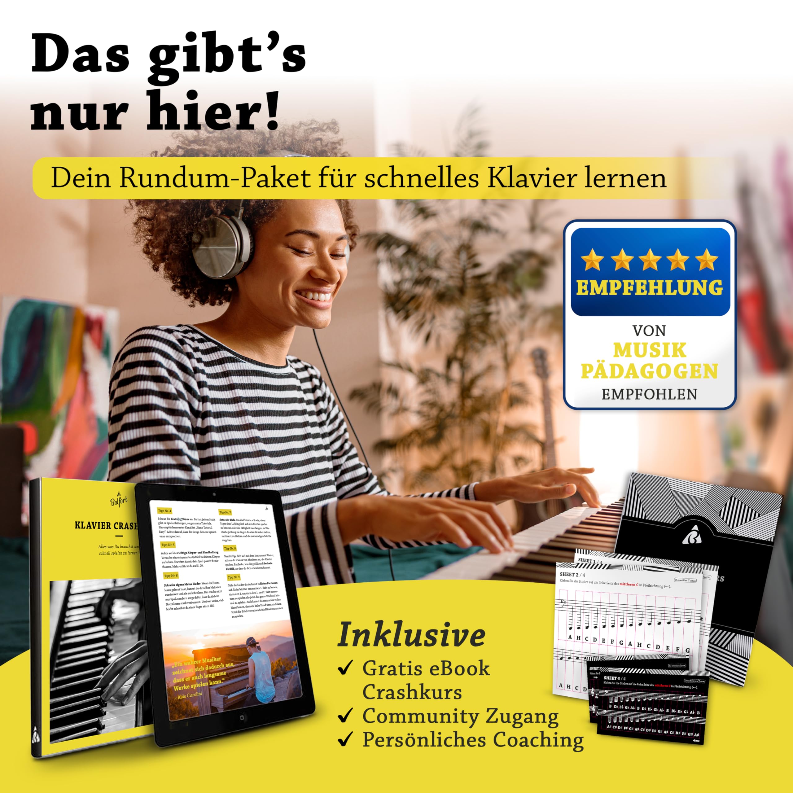 Bladmuziekstickers, Piano Key Paster Oliebestendig Eenvoudig Te Bedienen Pianonoot Zelfklevend Voor 37 49 61 88 Toetsen Pianocolor