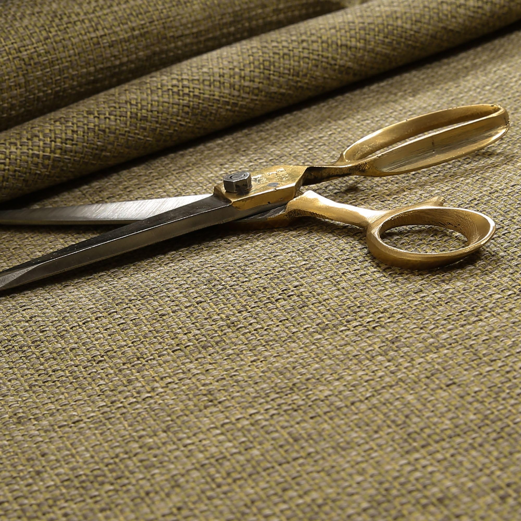 Redbrick Mill Fabrics Flame Retardant Textured Chenille Green Natural Upholstery Material Fabric Curtain Cushions Drapery Fabric (135cm Width, Per Metre)