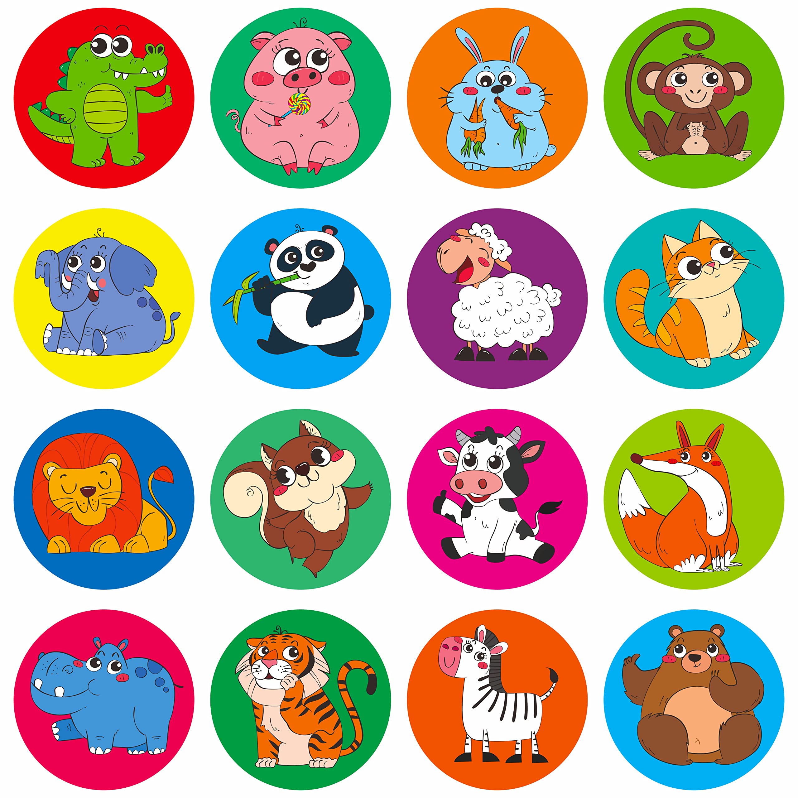 1000 Pegatinas Redondas De Animales, 12 Diseños Lindos Animales Terrestres Pegatinas De Recompensa De Estímulo De Profesores Para Niños Estudiantes