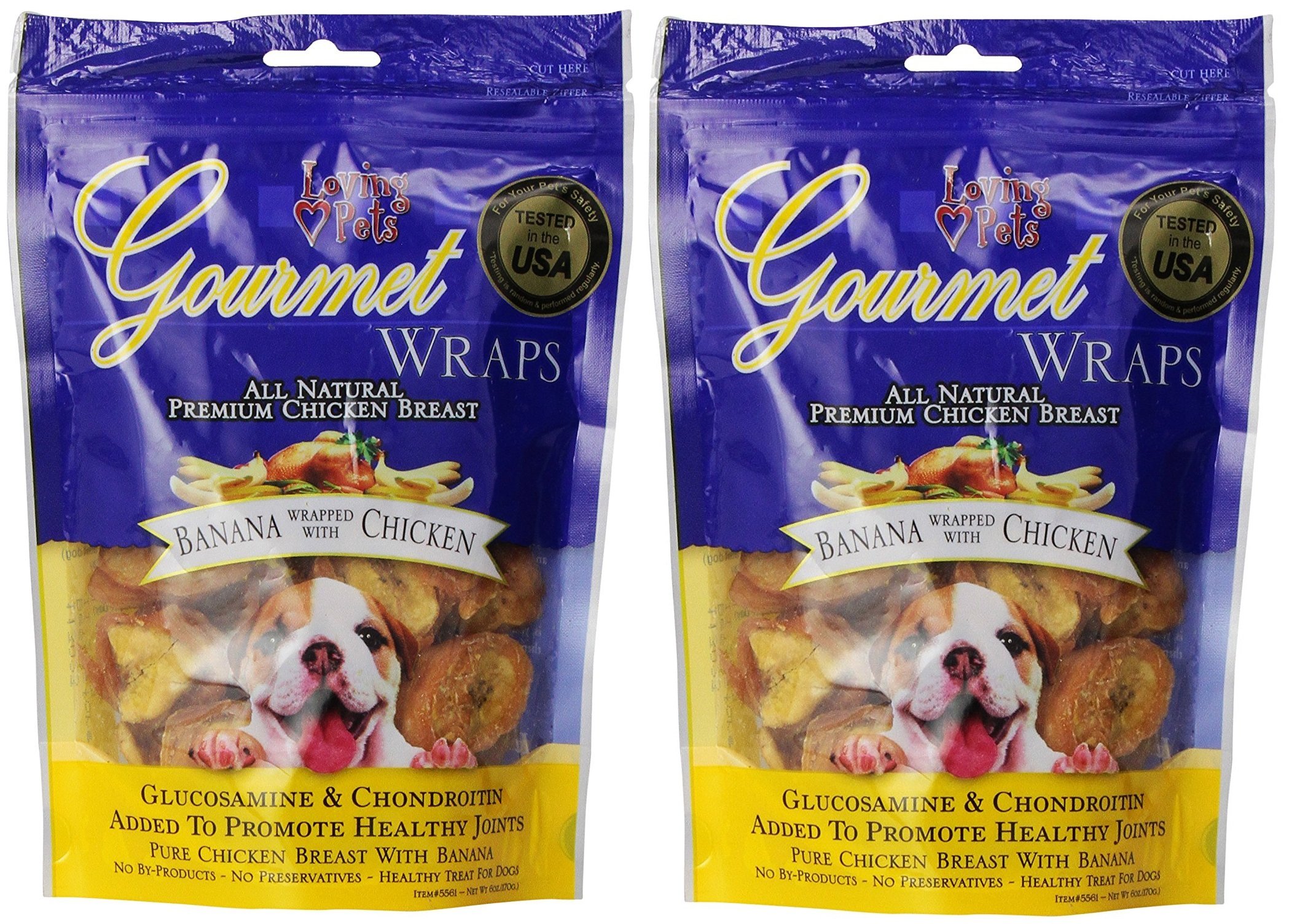 Loving Pets (2 Pack) All Natural Premium Banana and Chicken Wraps with Glucosamine and Chondroitin Dog Treats, 6 oz