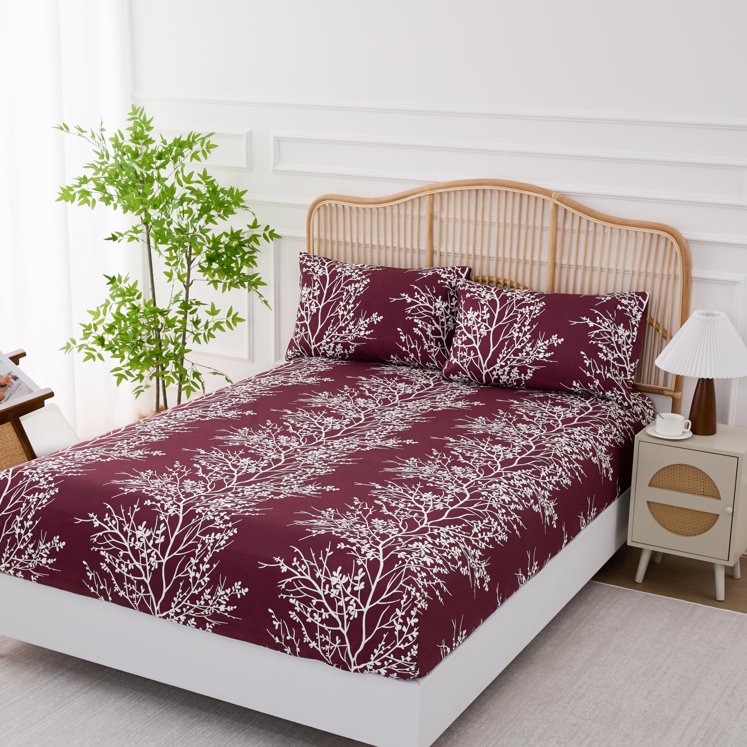 Spirit Linen home Queen Size Bed Sheets - Pure Microfiber 4 Piece Polyester Bed Sheets Fitted Sheet Pillow