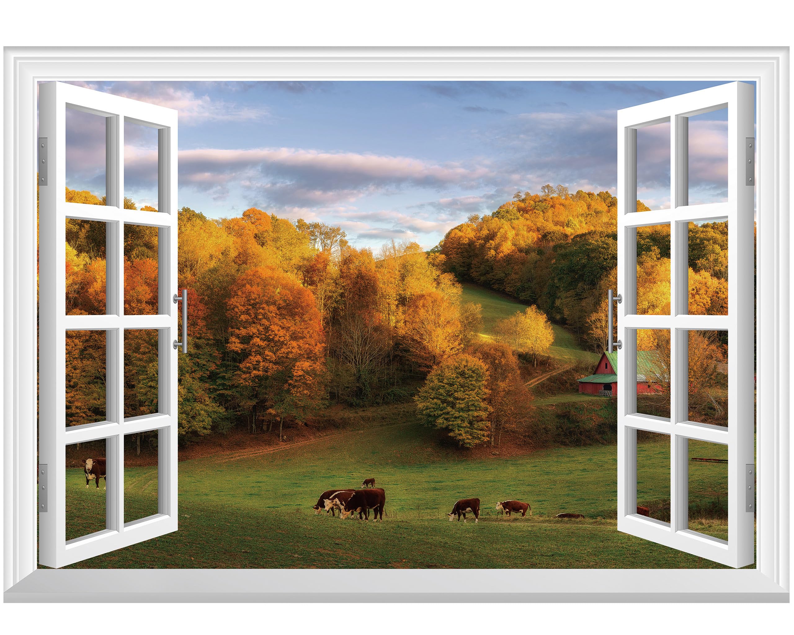 FLFK Fake Window Wall Sticker - Landscape Faux Window Wall Mural for Wall Decor, Stick and Peel Wall Decals,48"x32",Set of 2 Sheets — view 17