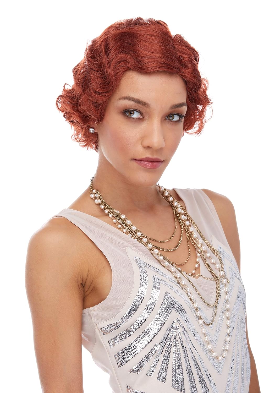 Amazon.com : Flapper 20s Wigs Color Auburn - Sepia Wigs 1920s Chicago ...