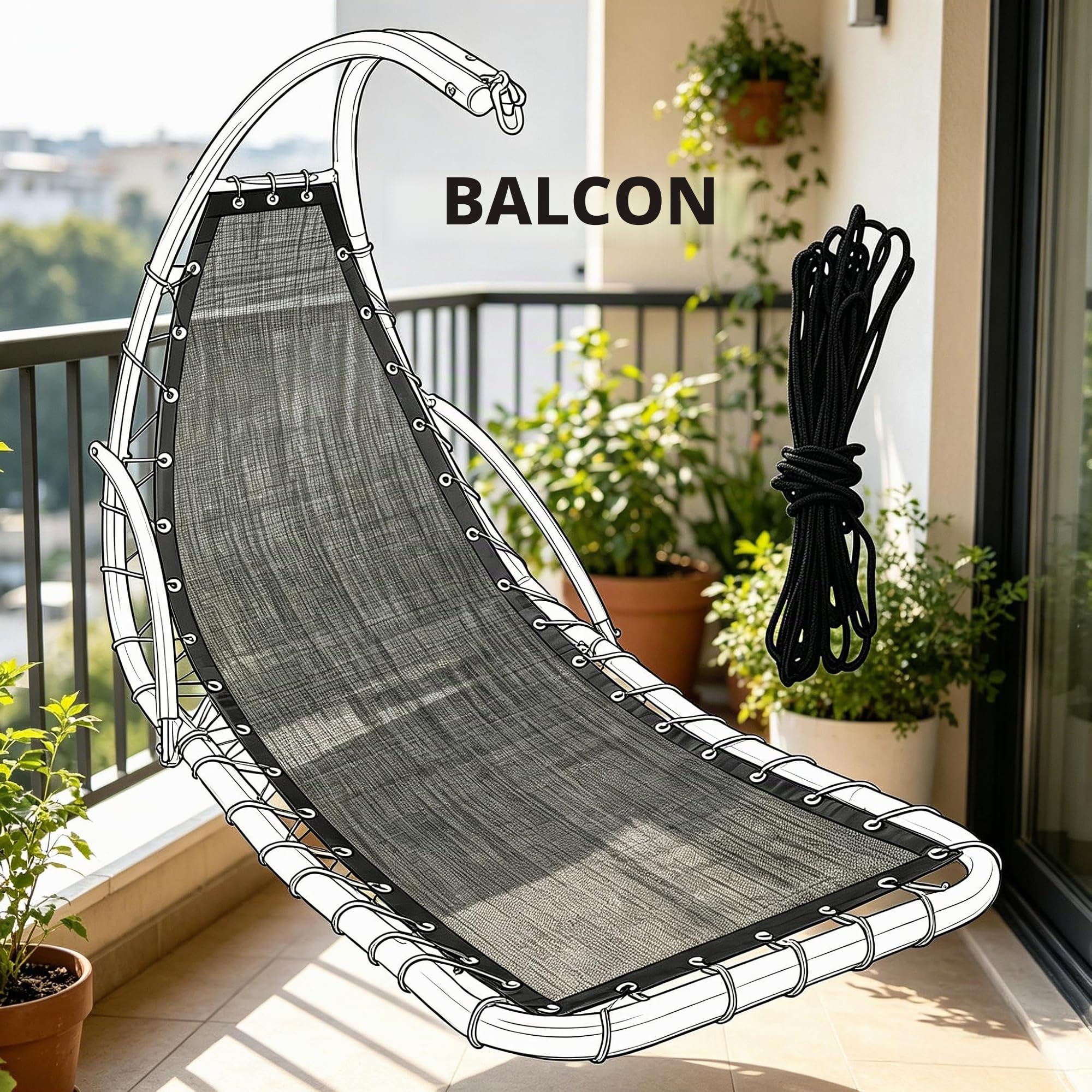 Housse de rechange pour chaise à bascule suspendue - Housse de siège de rechange pour chaise à suspendre Text-ilene - Housse de chaise à bascule pour intérieur/extérieur avec corde - Sac de