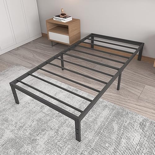 Miniatura 9 de Base de cama de tamaño individual XL con soporte de listones de acero, resistente y duradero, no necesita somier, plataforma de 14 pulgadas de alto,