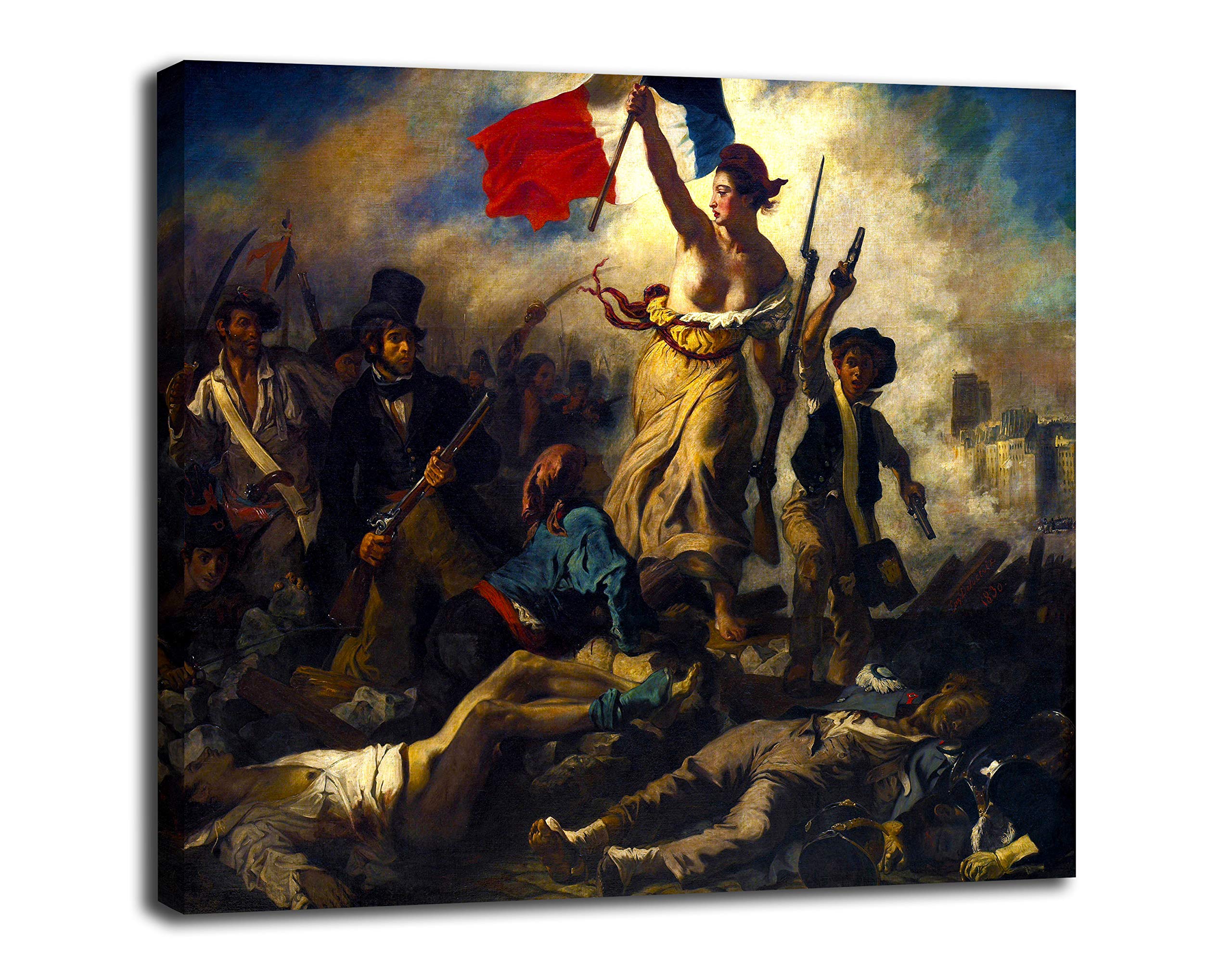 Grafic Quadro La Libertà che guida il popolo - Eugène Delacroix - stampa su tela canvas con o senza telaio (QUADRO CON TELAIO IN LEGNO, CM 50X40)