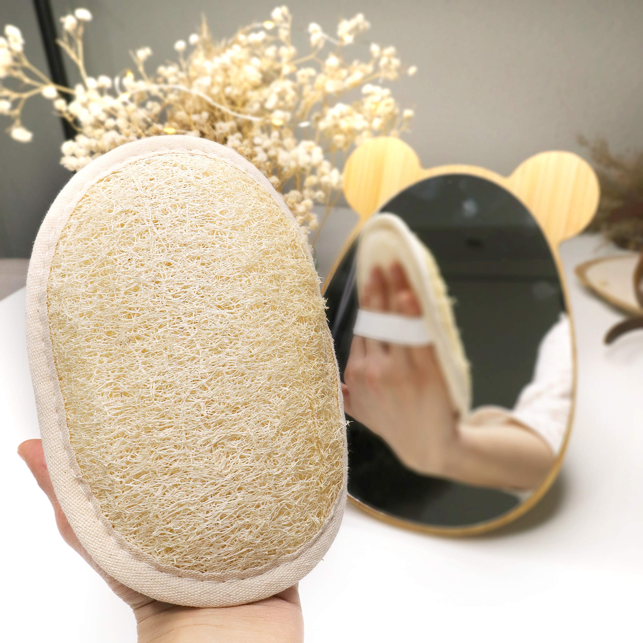 Coimoon - Set di 4 scrubber esfolianti naturali da bagno con setole di sisal, guanti, luffa, viso e corpo, spugnetta per viso e corpo, pietra pomice, esfoliante per la schiena (confezione da 4)
