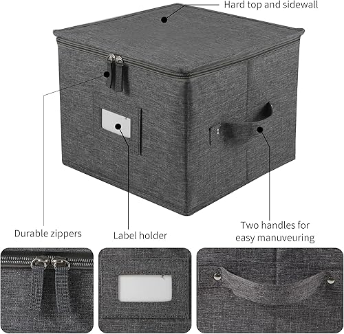 Miniatura 3 de popoly China Storage Container for Saucer and Appetizer Plates, 7" W x 6" H Plate Storage Case with 24 Felt Dividers, Hard Shell and Stackable (2