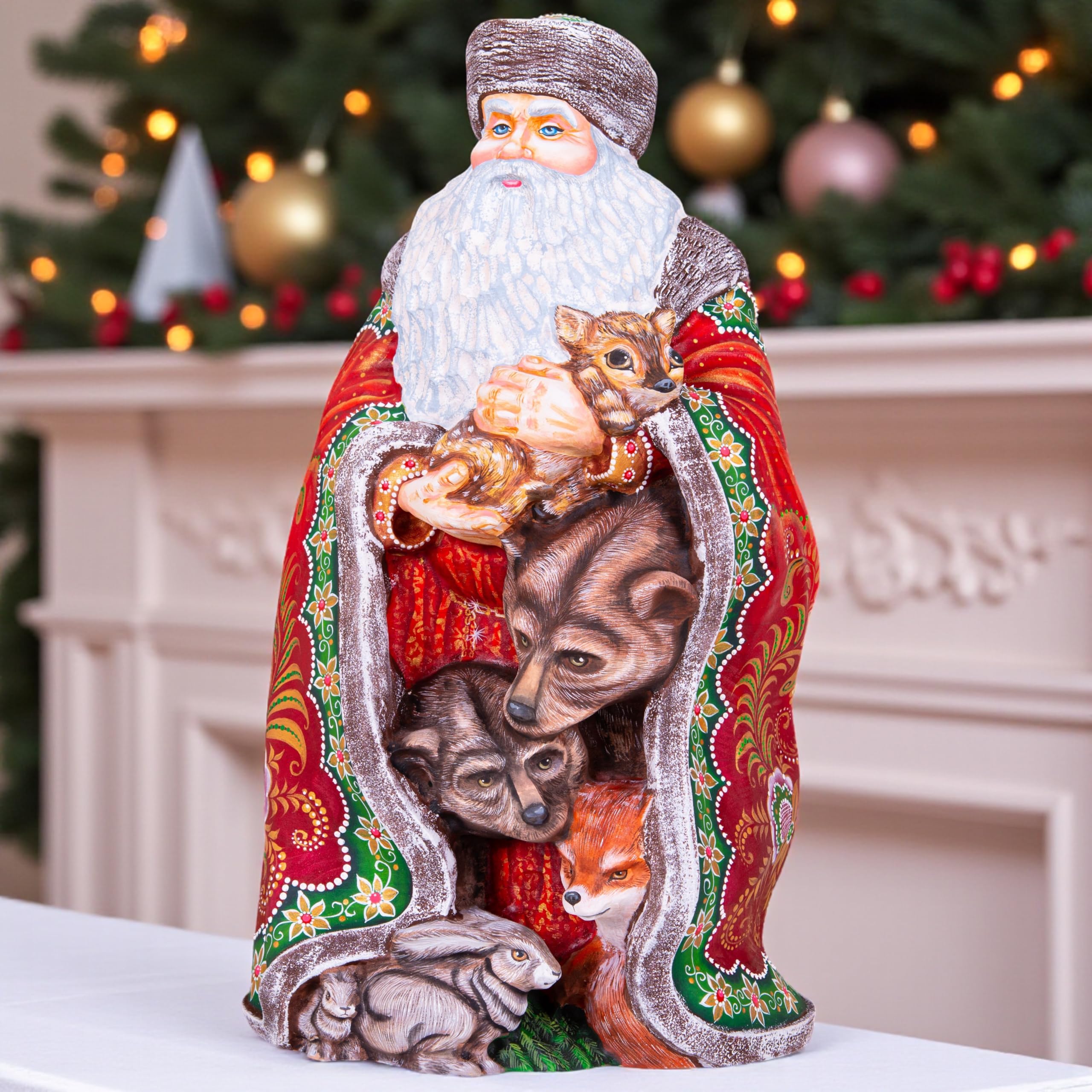 Amazon.com: TYCHEART STUDIO Wooden Hand Carved Santa Claus