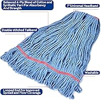 Vista 3 de Matthew Cleaning - Cabezal de trapeador de servicio pesado de 20 oz, repuesto comercial para limpieza general y de pisos, repuesto de cabezal de Azul