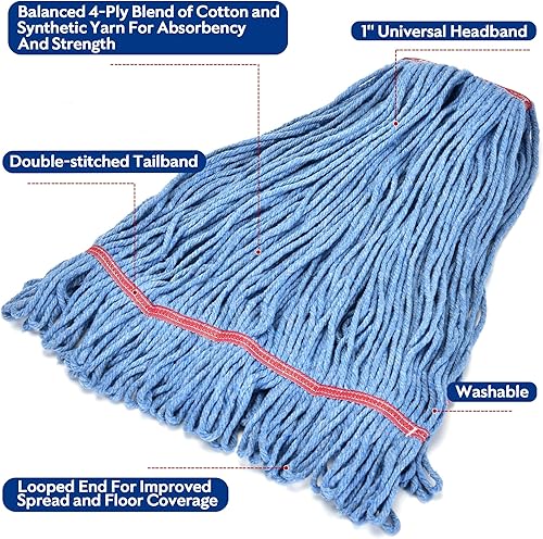 Miniatura 3 de Matthew Cleaning - Cabezal de fregona resistente de 20 onzas, repuesto comercial para limpieza general y de pisos, repuesto de cabezal de hilo de