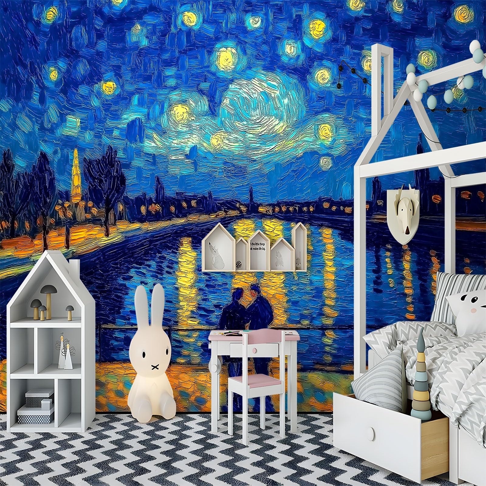 3d Starry Night Blue Starry Sky Wall Mural Wallpaper Peel And Stick ...