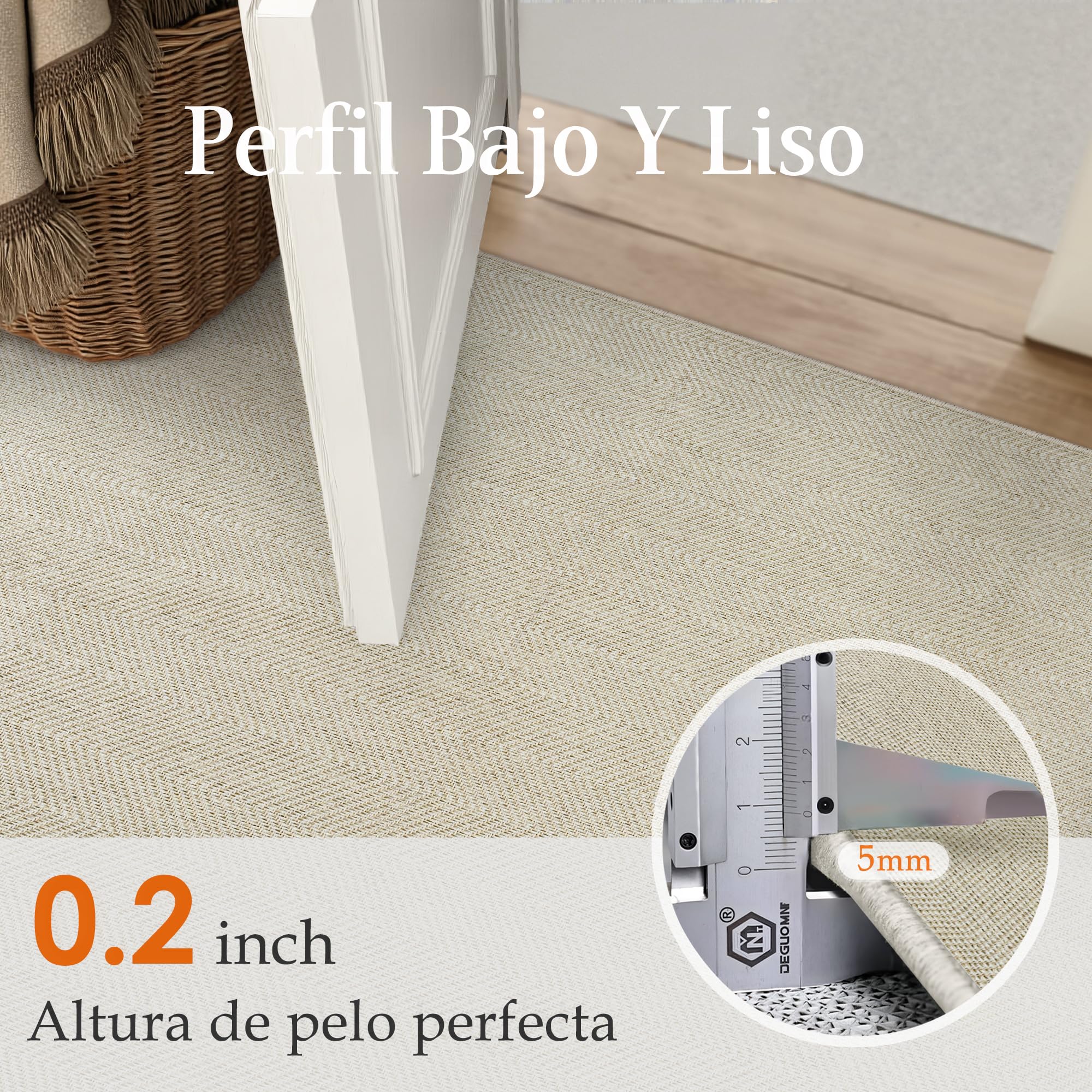 PureCozy Alfombra Exterior 200x300cm Salon Terraza Impermeable Taupe Antideslizante Lavable Interior Alfombras Habitacion Jardin Comedor Patio Dormitorio Aspecto Yute Tapete