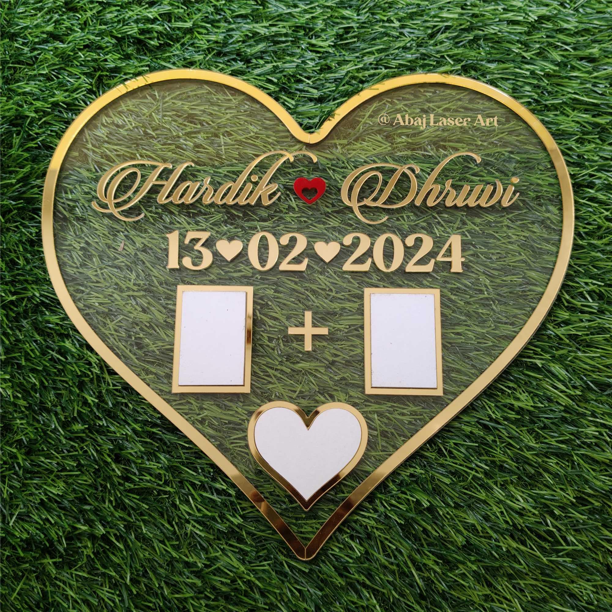 ABAJ Acrylic Big Size Couple Thumb Gift | Size-31 * 31 Cm | Finger Print | Best Gift For Marriage Couples | Anniversary | Engagement | Personalized 3D Text | Golden glass Letters | Nikah Nameplate 2