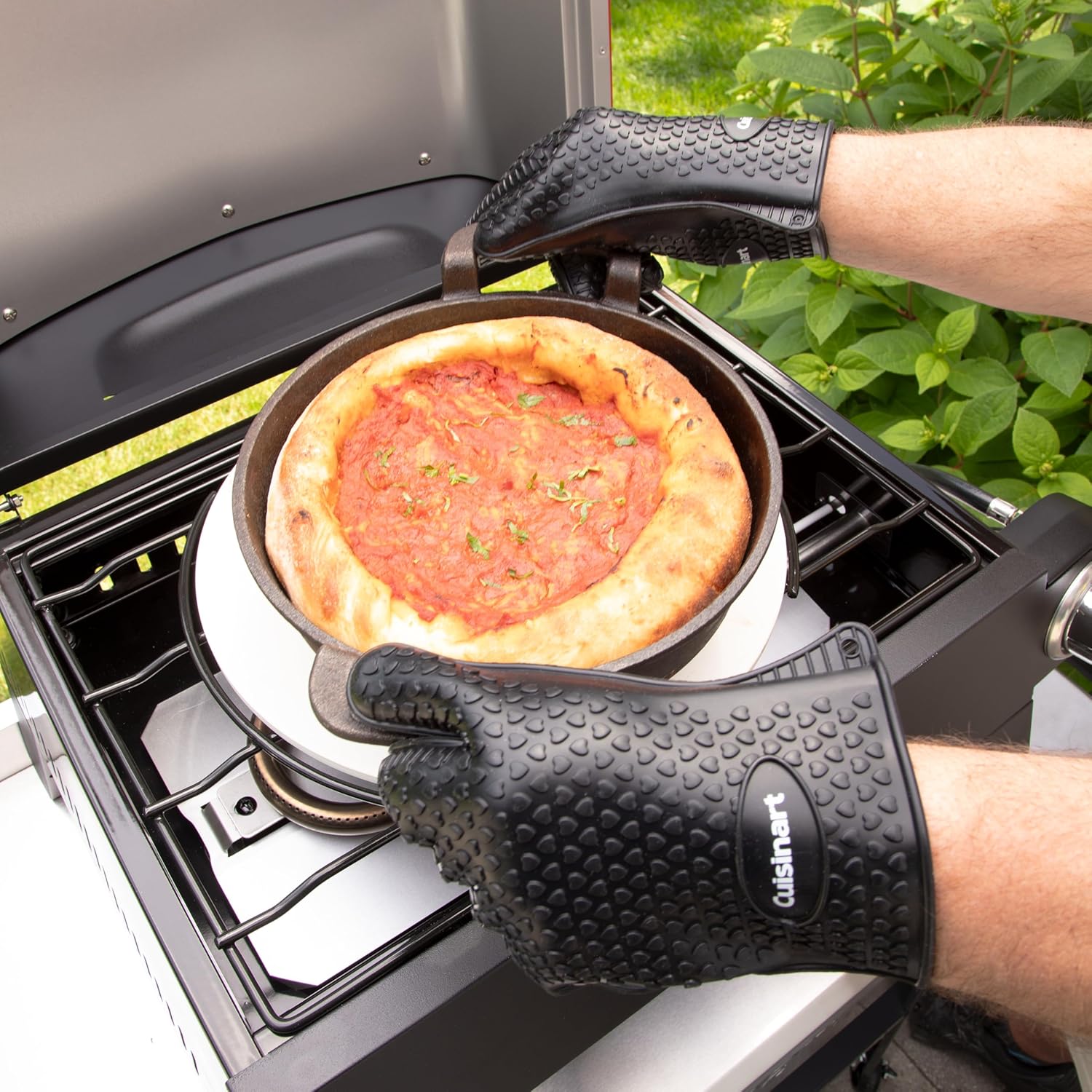 Cuisinart Heat Resistant Silicone Grilling Gloves for Indoor and Outdoor Cooking, Grilling, One Size