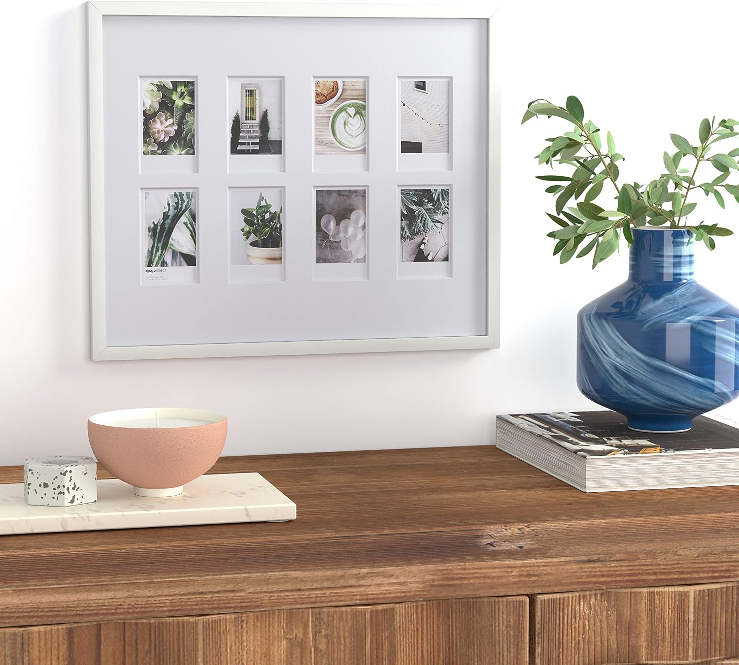 Amazon Basics Photo Frame for use with Instax - 8-Opening - 3.25"x2", White