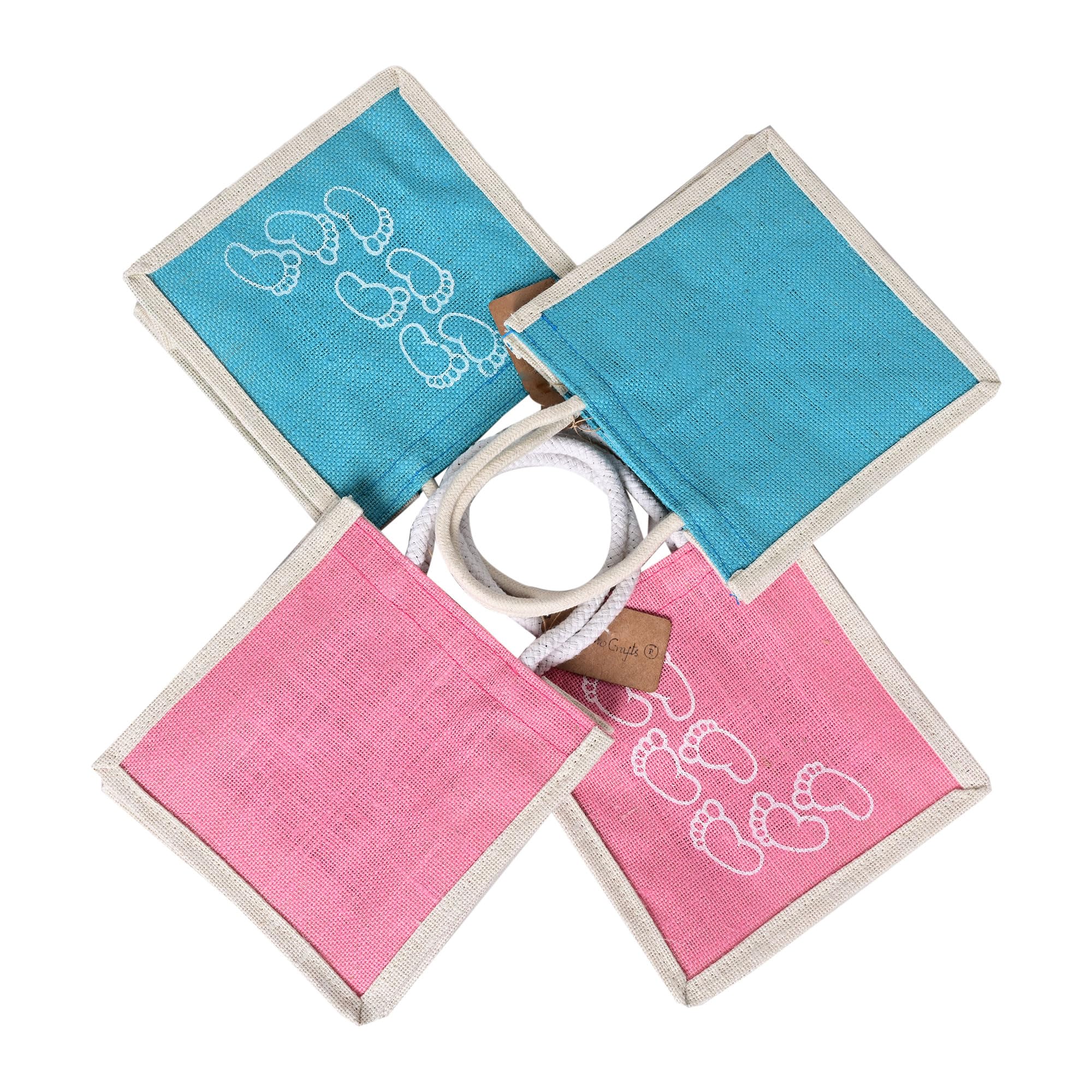 Lakmo Crafts® Baby Shower Jute Return Gift Bags | Multicolor 8x8x4 inches (5) (B0D61K4R43) Amazon Price History, Amazon Price Tracker