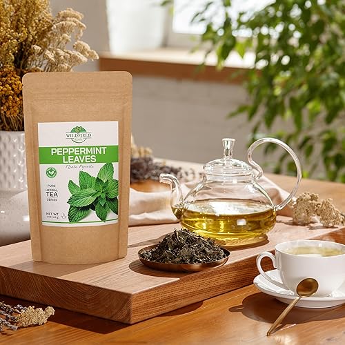 Miniatura 3 de 4 oz. Bolsas de té de menta pura, té de menta y menta, hojas sueltas de menta fresca (Menta Piperita) - 3.99 oz de hojas de menta secas Té de