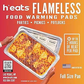 Heats Food Warming Pads | Full Pan Water Activated Disposable Food Warmers for Parties | Used w/ Chafing Dish, Aluminum Pans, Foil Trays, Buffet Kit, Kitchen Accessories (Pans NOT Included) | 6 Pack