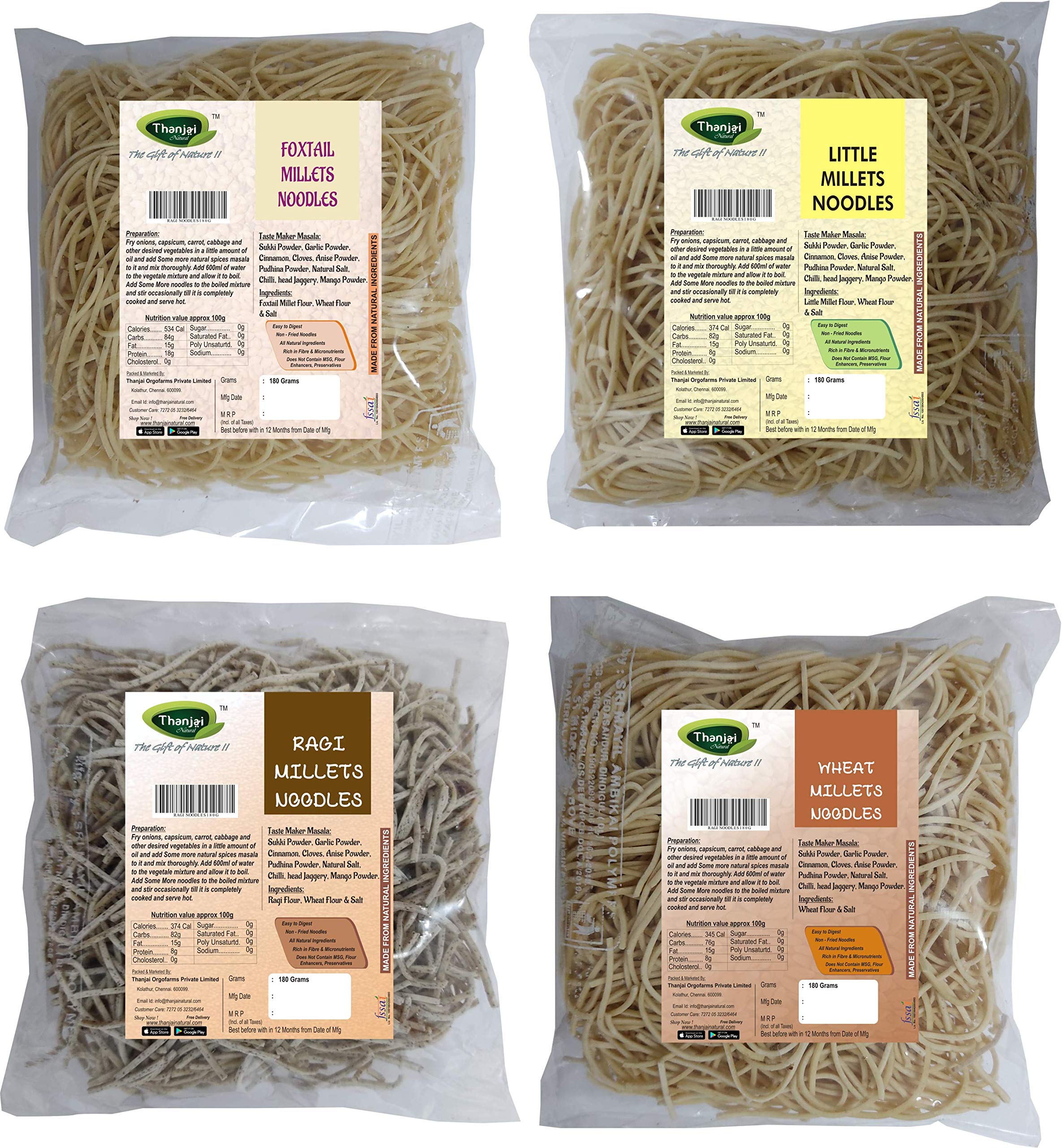 Thanjai Natural Millet Noodles 180 Grams X 4 Varities (720 Grams) of Homemade Natural Foxtail | Little | Ragi and Wheat Millets Noodles(No Preservatives, No Chemicals, No Artificial Extract) (B08V127KBM) Amazon Price History, Amazon Price Tracker
