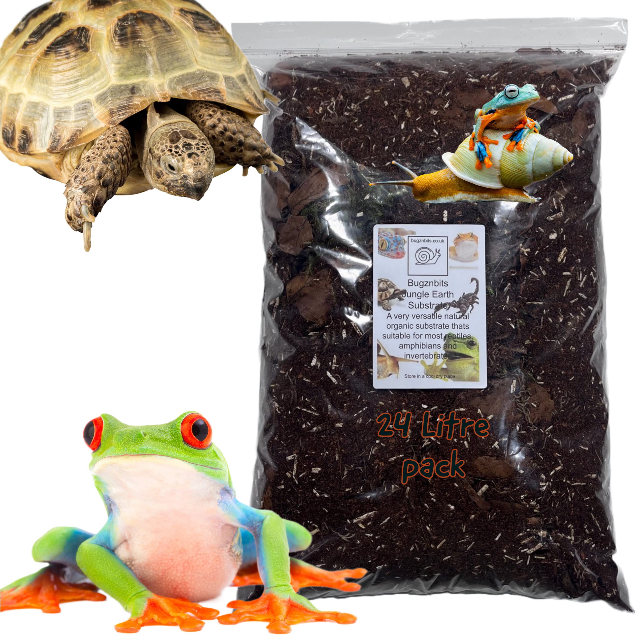 Bugznbits Jungle Earth Substrate, Our Most Versatile Substrate, Snails, Frogs, Reptiles and Supports Bio-active Set-ups (24 Litre)