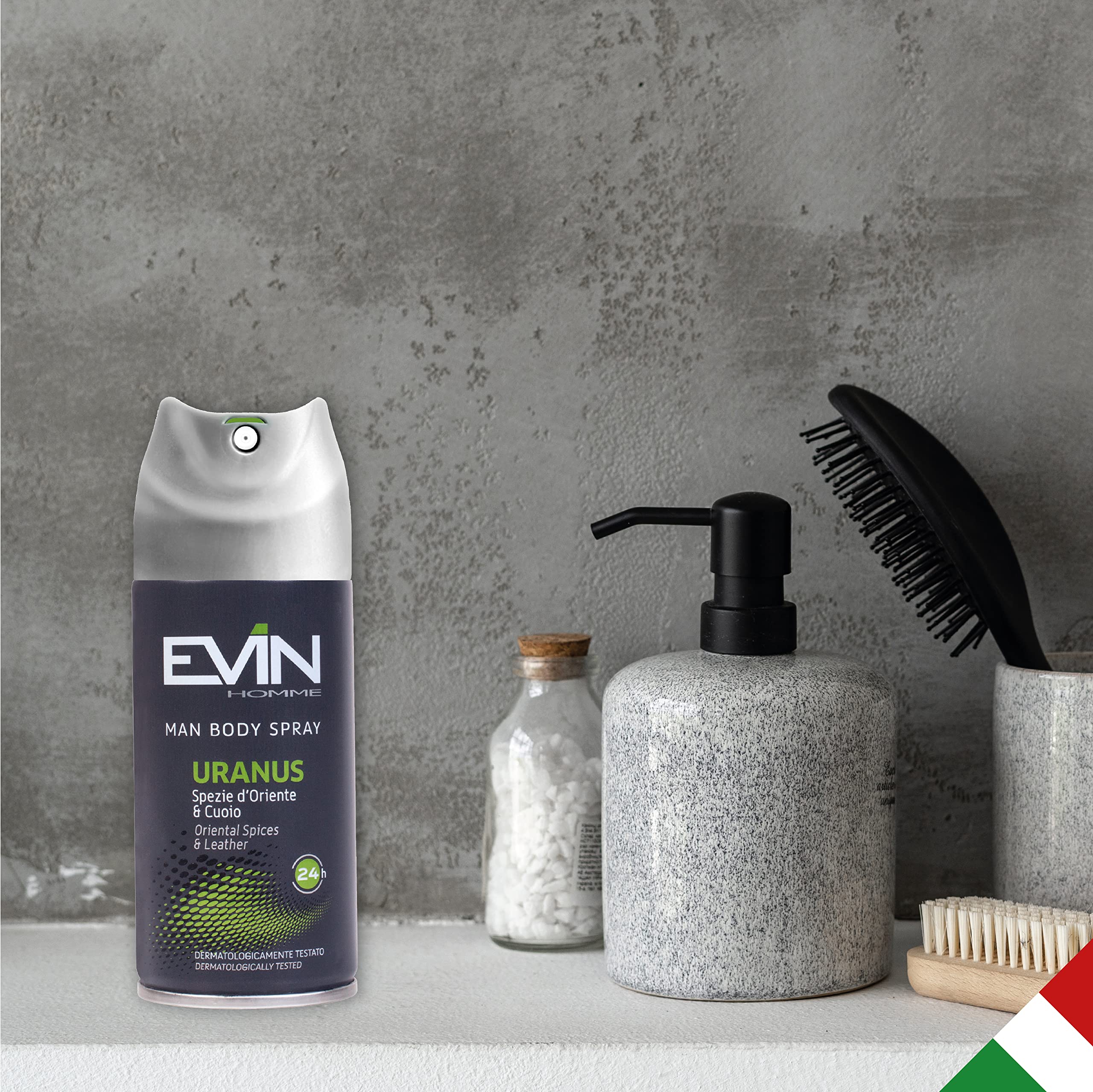 EVIN HOMME | 24 Deodoranti Uomo Spray, Fragranza Spezie d'Oriente e Cuoio, Durata 24h, 150 ml