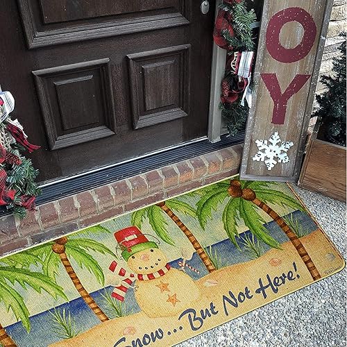 Miniatura 2 de Morning View Tapete de Navidad con diseño de muñeco de nieve, para puerta de vacaciones, playa, tropical, bienvenida, exterior, interior, extra