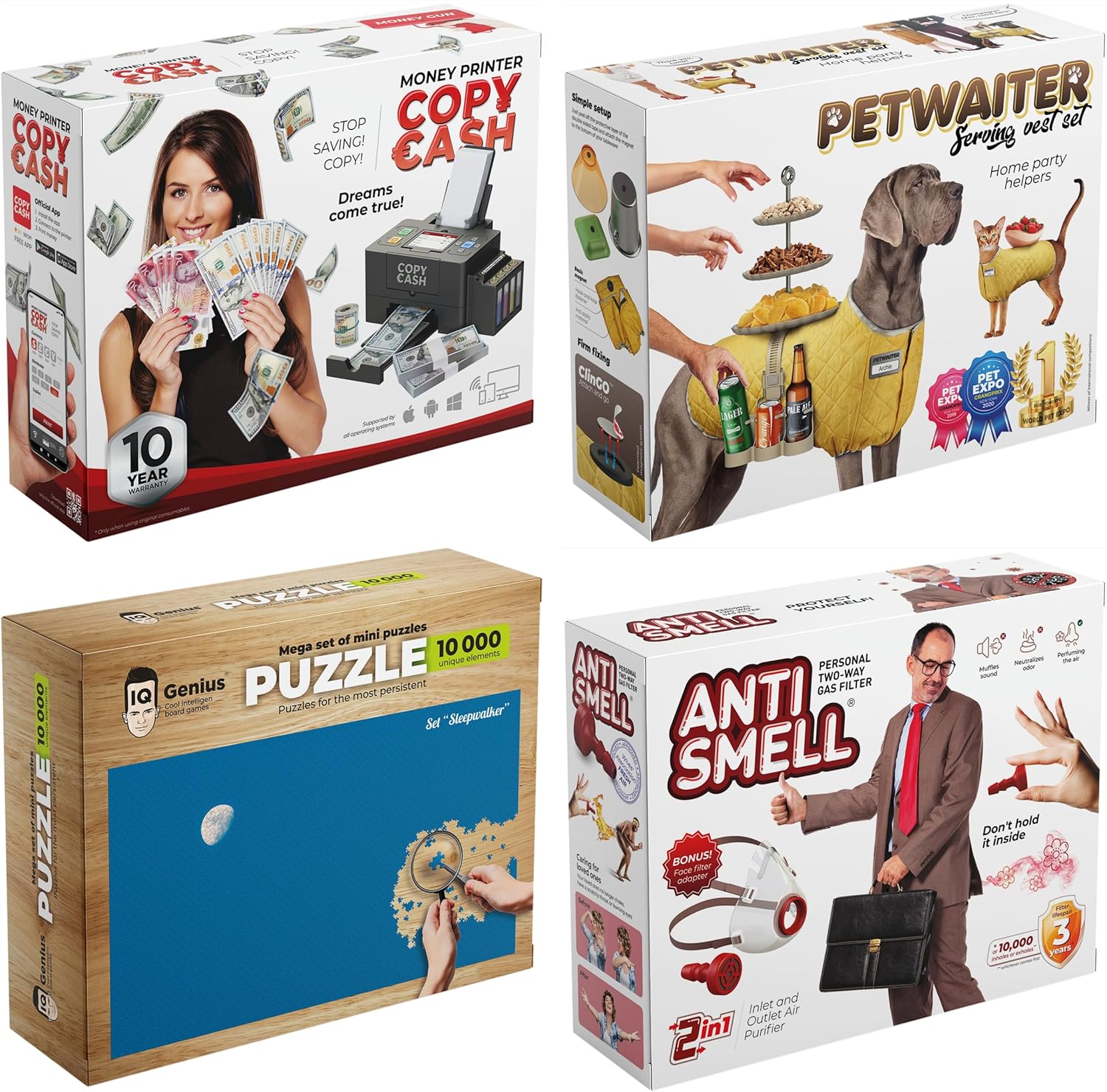 Prank Gift Box Set of 4 – Funny fake gift boxes that turn any present into a hilarious joke gift. Perfect gag boxes for birthdays, parties, and pranks.