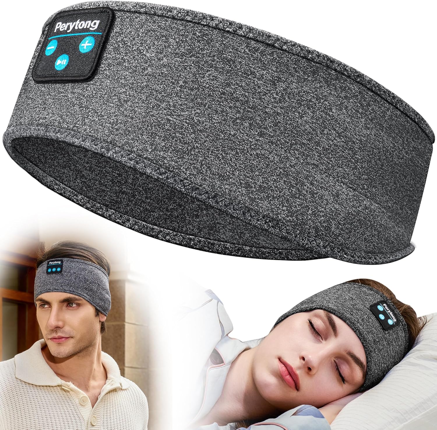 Perytong Sleeping Headphones Bluetooth Headband in dark grey