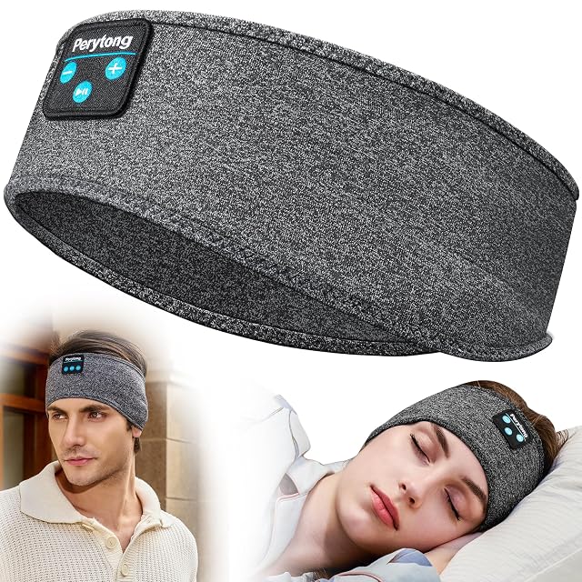 Perytong Sleeping Headphones Bluetooth Headband Soft Long Time Play Sleeping Headsets with Built in Speakers Perfect for Workout