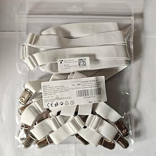 Miniatura 12 de Correas elásticas ajustables para sábana bajera, tirantes cruzados, se ajustan a colchones redondos y cuadrados (blanco de 3 vías)