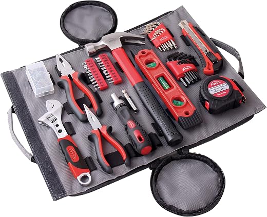 Apollo Tools DT4945 Household Tool Kit in Roll-Up Zippered Bag, Includes Tools. 91 Piece – Great for Home, Car and...