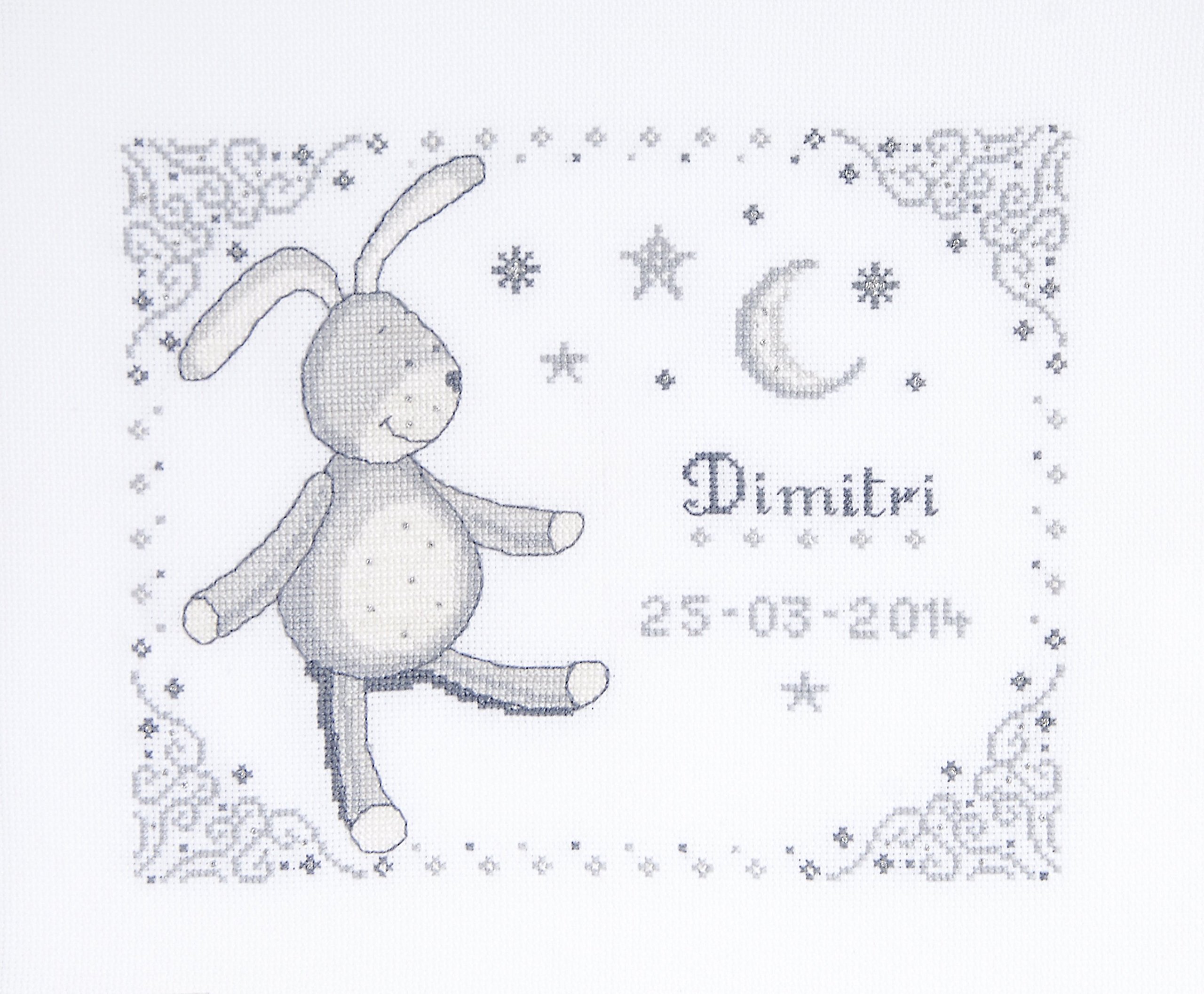 DMC First Name Sampler-Neutral Cross Stitch Kit, 100% Cotton, Various, 25 x 20 x 0.1 cm