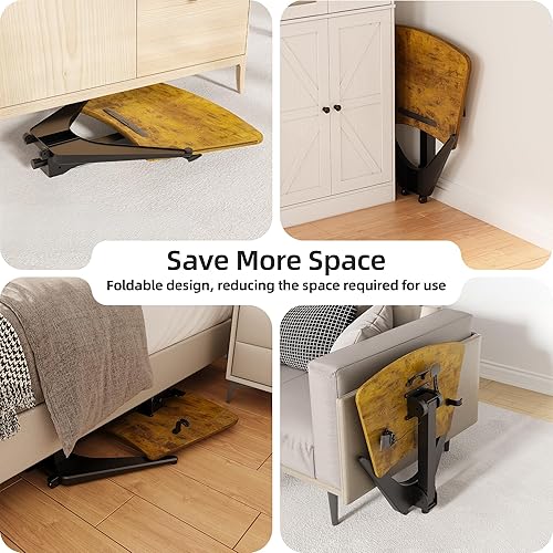 Miniatura 5 de Claiks Escritorio de pie móvil, escritorio portátil con ruedas, altura neumática ajustable con inclinación de 90, mesa plegable con soporte de