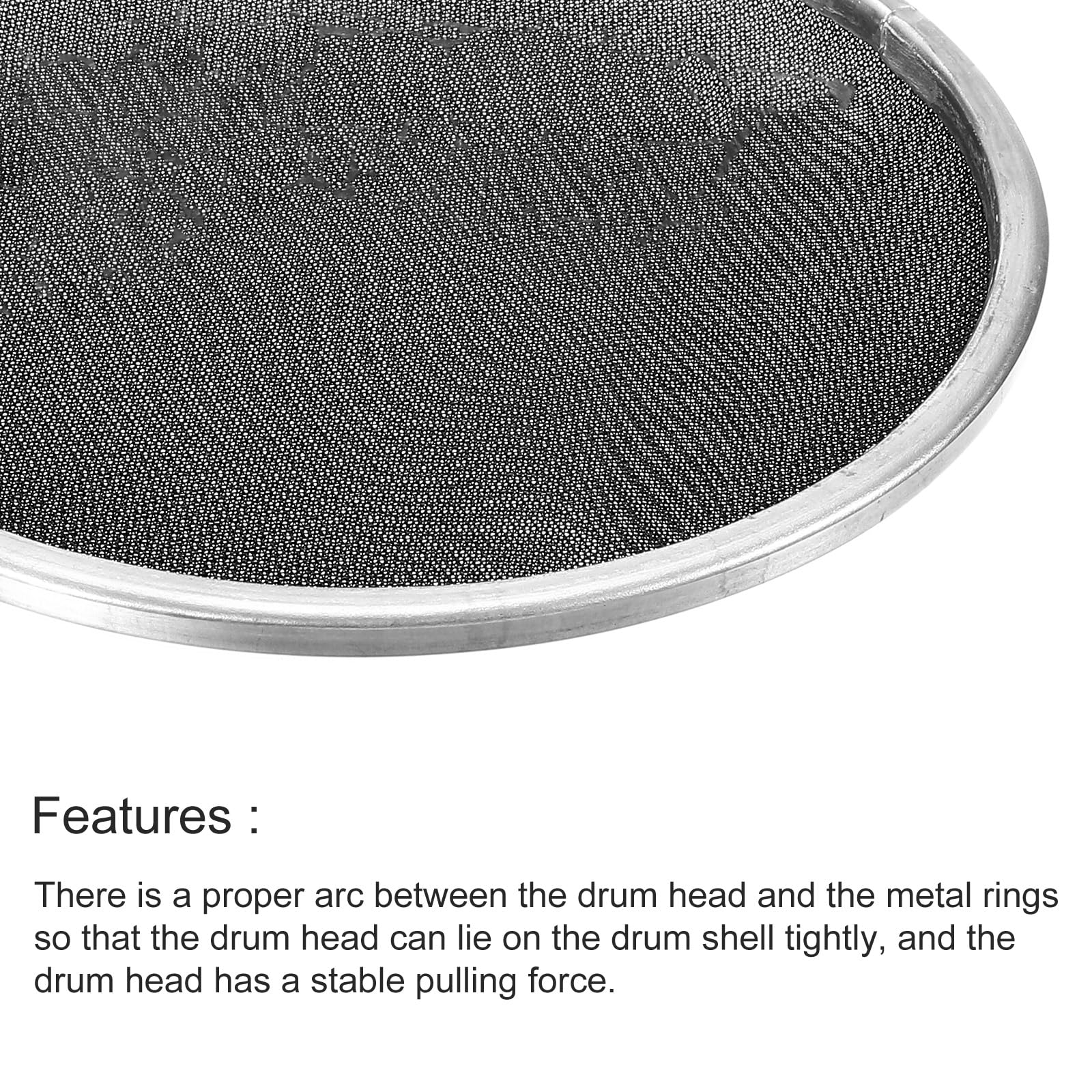 sourcing map 20 Zoll Trommelfell Percussion Mesh-Trommelkopf Schlagzeug Patch, Schwarz, Doppelschichtig, Mesh-Form, Silent Mute Drum Skin Drum Practice Percussion Instrument Zubehör