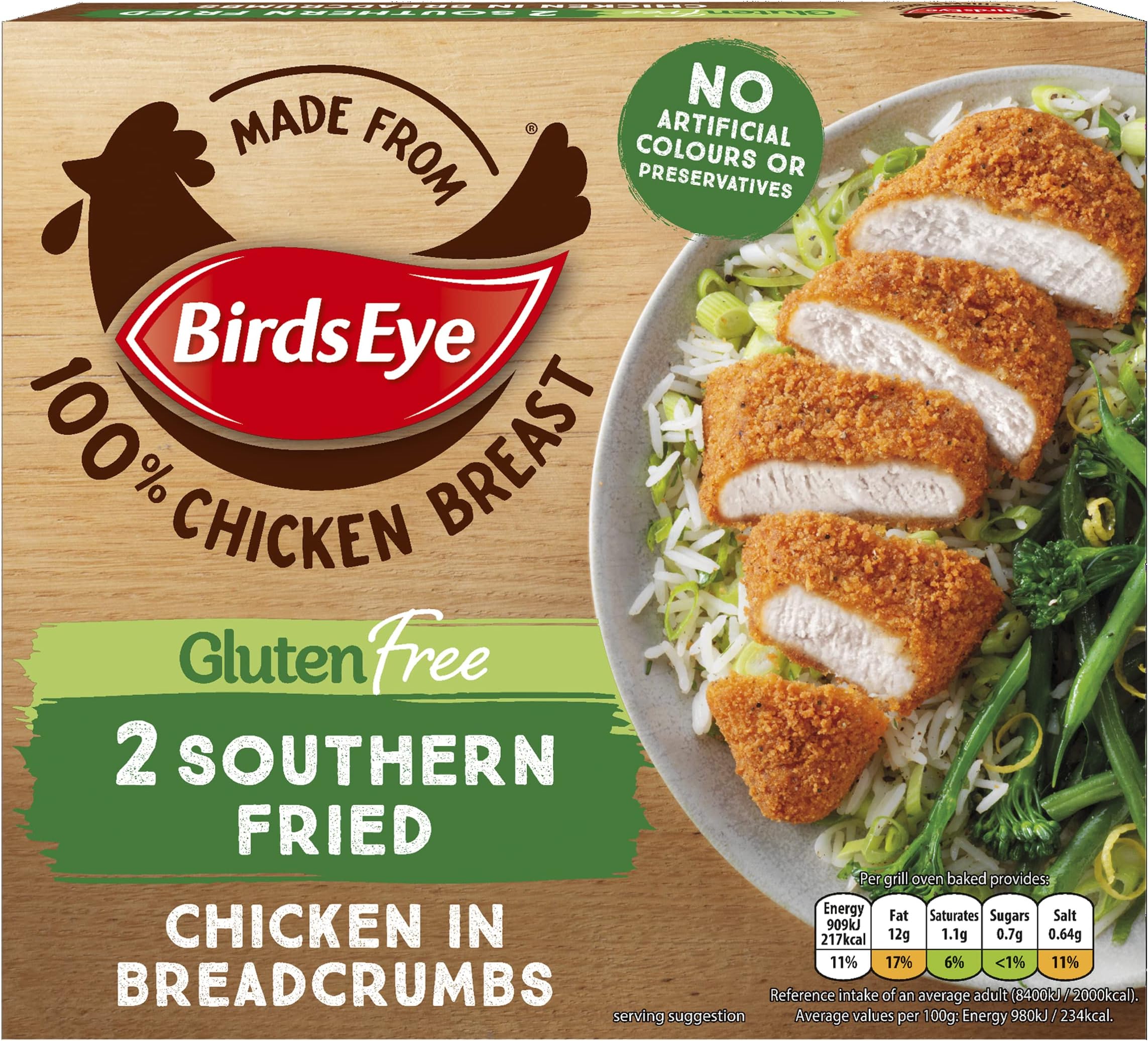 2 Southern Fried Chicken in Breadcrumbs 180g (Frozen)