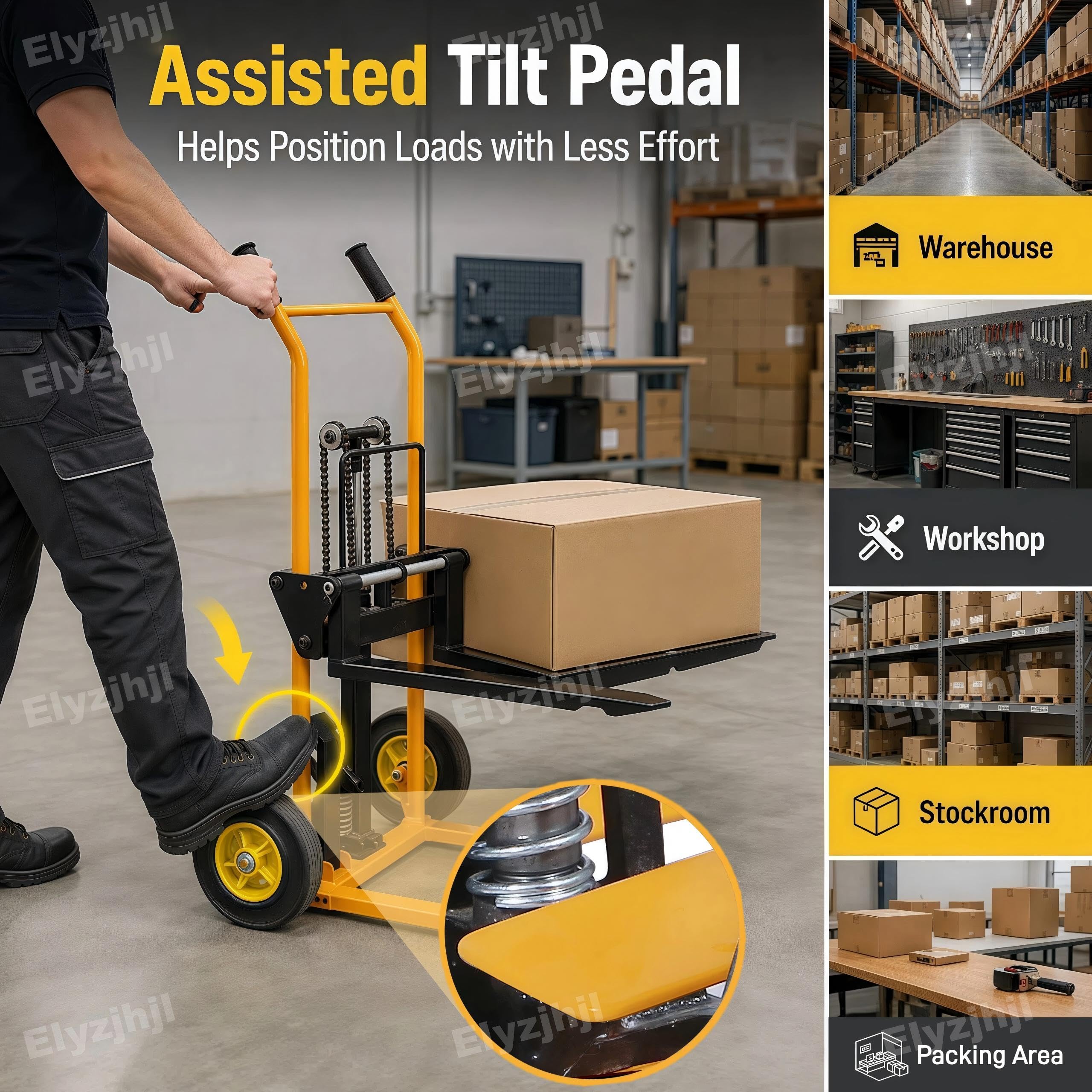 Transpallet Manuale Elevatore Muletto Compatto Sollevatore Idraulico | Capacità 200 kg Altezza Di Sollevamento 90 cm Per Magazzini Stretti Forche Regolabili Carrello Elevatore Idraulico Materiali