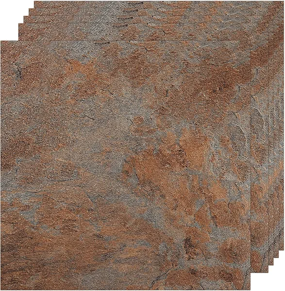 VallisCo 30-Pack Peel and Stick Vinyl Floor Tiles, 12"x12" Self-Adhesive Waterproof Peel and Stick Flooring Planks DIY for Bathroom, Kitchen, Living Room, Cover 30 Sq. Ft Red Brown
