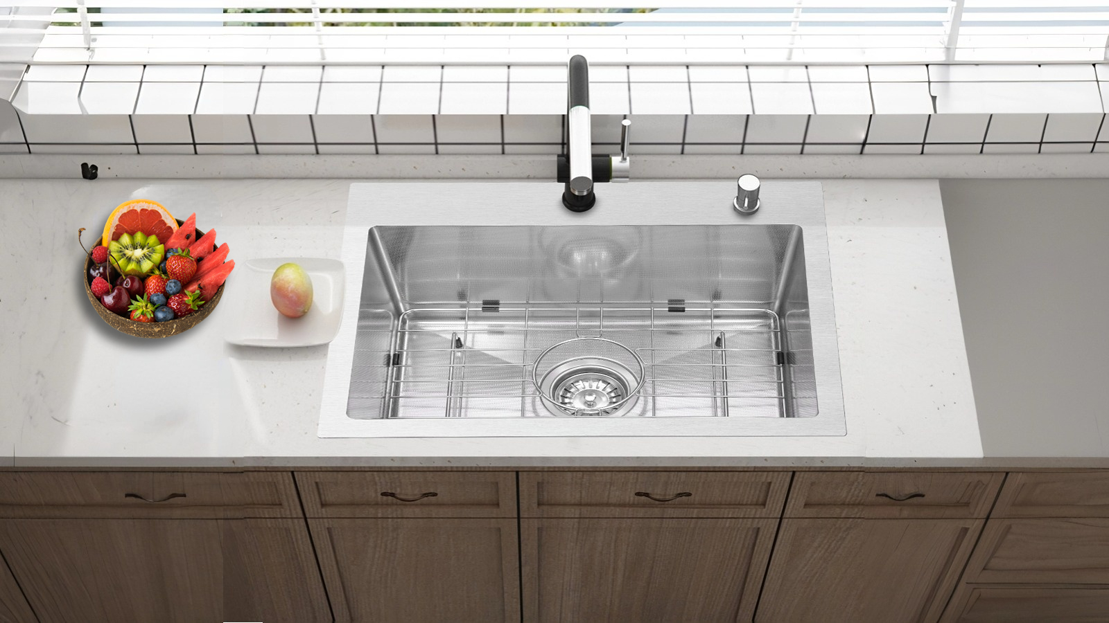Drop In Kitchen Sink 33x22", 9" Basin Depth, 18 Gauge Stainless Steel Sink, 3D Ebossed Surface - View #4